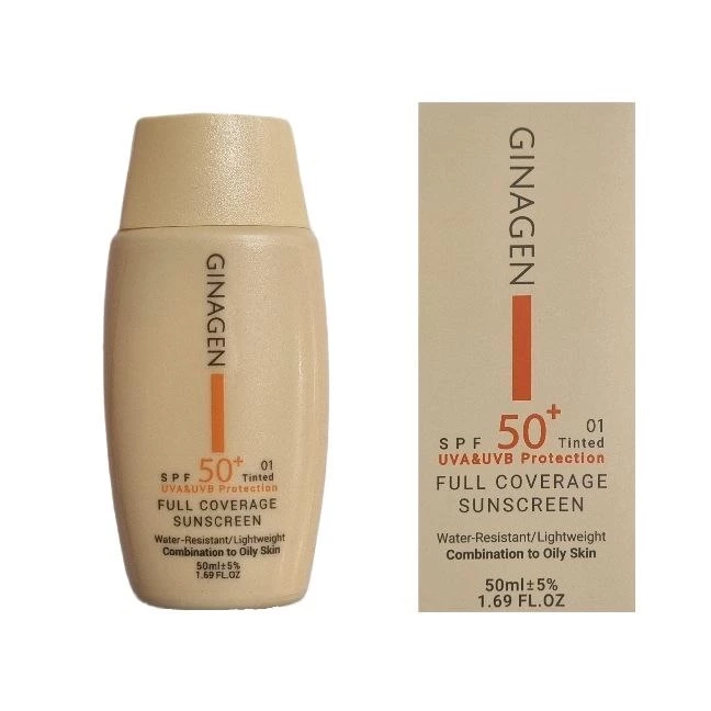 کرم ضد آفتاب رنگی ژیناژن SPF 50 مدل 01 ‌مناسب پوست‌های چرب حجم 50 میلی‌لیتر