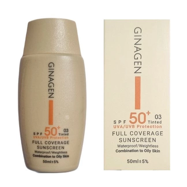 کرم ضد آفتاب SPF 50 ژیناژن شماره 03 مناسب پوست خشک و نرمال حجم 50 میلی لیتر