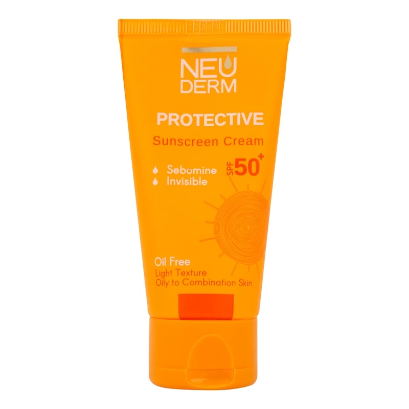 کرم ضد آفتاب بدون رنگ نئودرم SPF 50 مدل PROTECTIVE ‌مناسب پوست‌های چرب و مختلط حجم 50 میلی‌لیتر