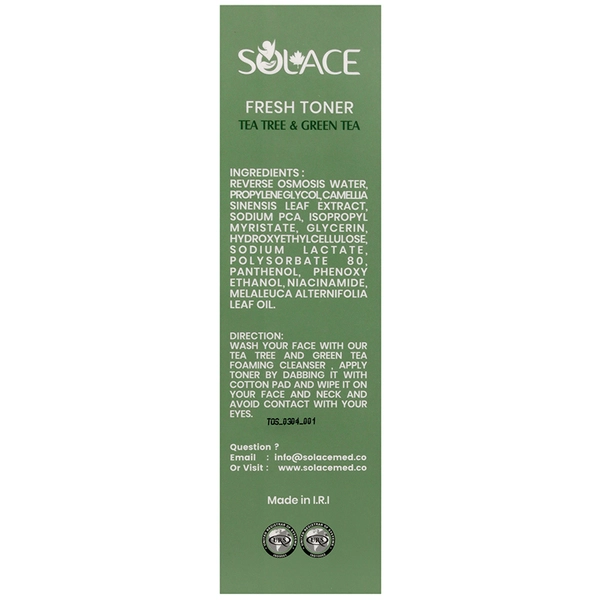 تونر پاک کننده صورت چای سبز و درخت چای سولس حجم 200 میل