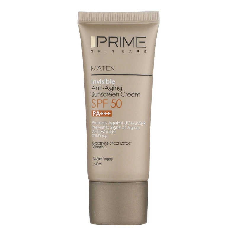 خرید کرم ضد آفتاب ضد چروک بی رنگ پرایم SPF50 اصل | جوان کننده پوست انواع پوست