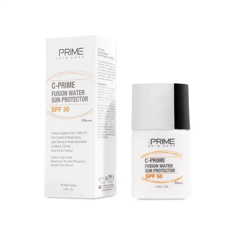 فلوئید ضد آفتاب فیوژن واتر پرایم حاوی ویتامین C با SPF50+ مناسب انواع پوست حجم 40 میلی لیتر